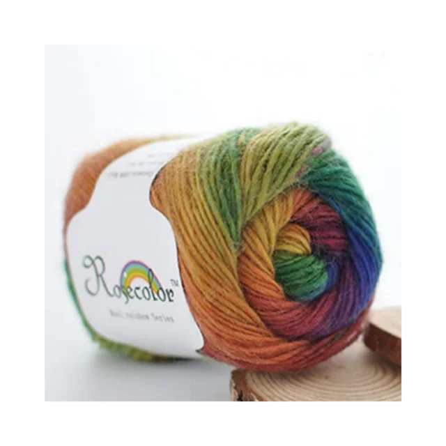 100% Pure Wool Gradient Rainbow Pure Wool Yarn for Hand Knitting Clothes Hats Scarves