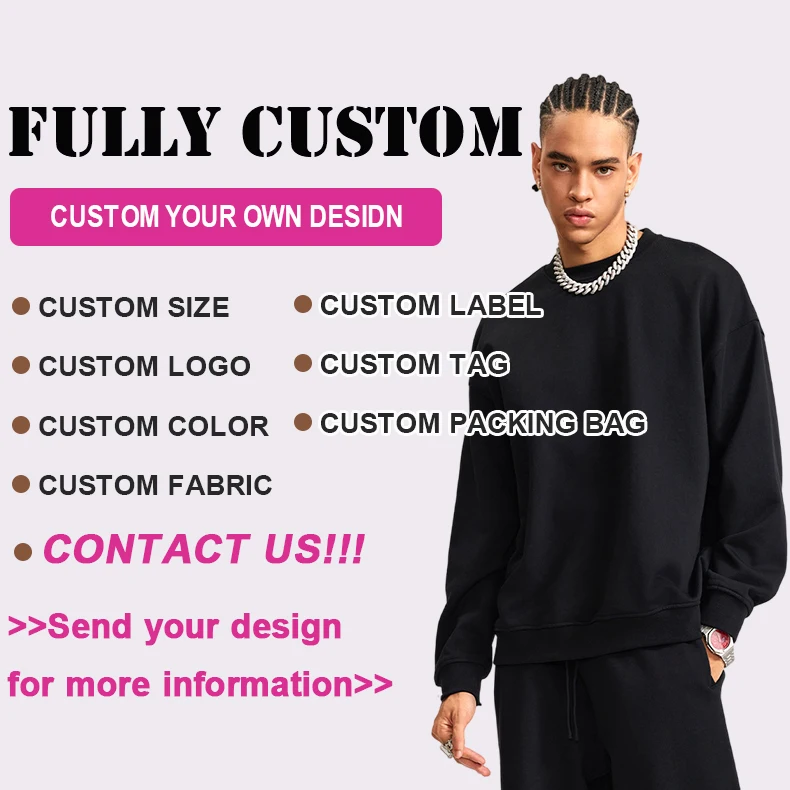 New Style Custom Logo 50 Pcs Men Heavyweight French Terry Sweatshirt 3D Embossed Hoodie Crewneck Embossed Designer Sweatshirt