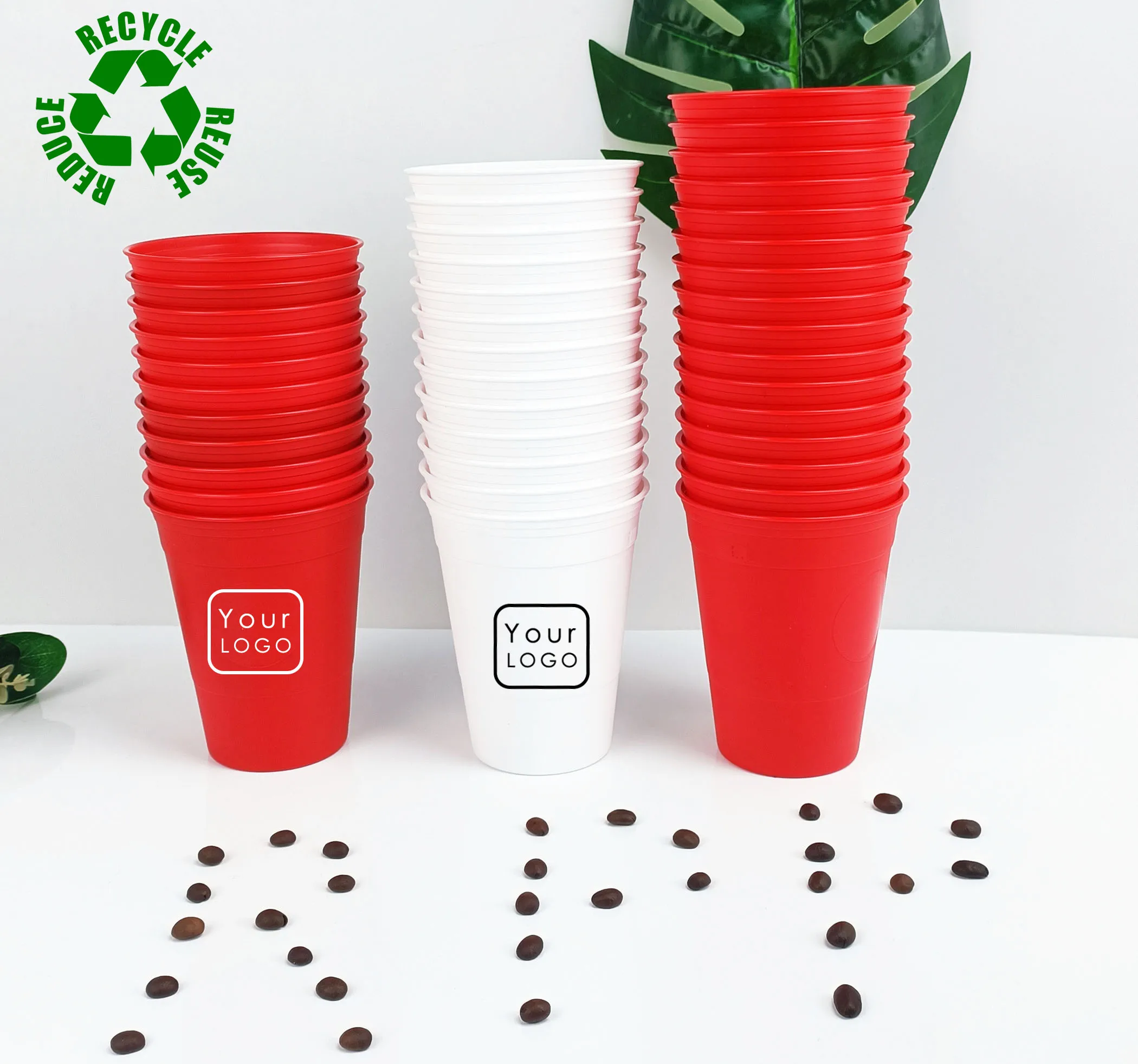 Promotional 16 oz Custom logo and color Stadium Cups Plastic Personalized wedding party event Beer pong cup