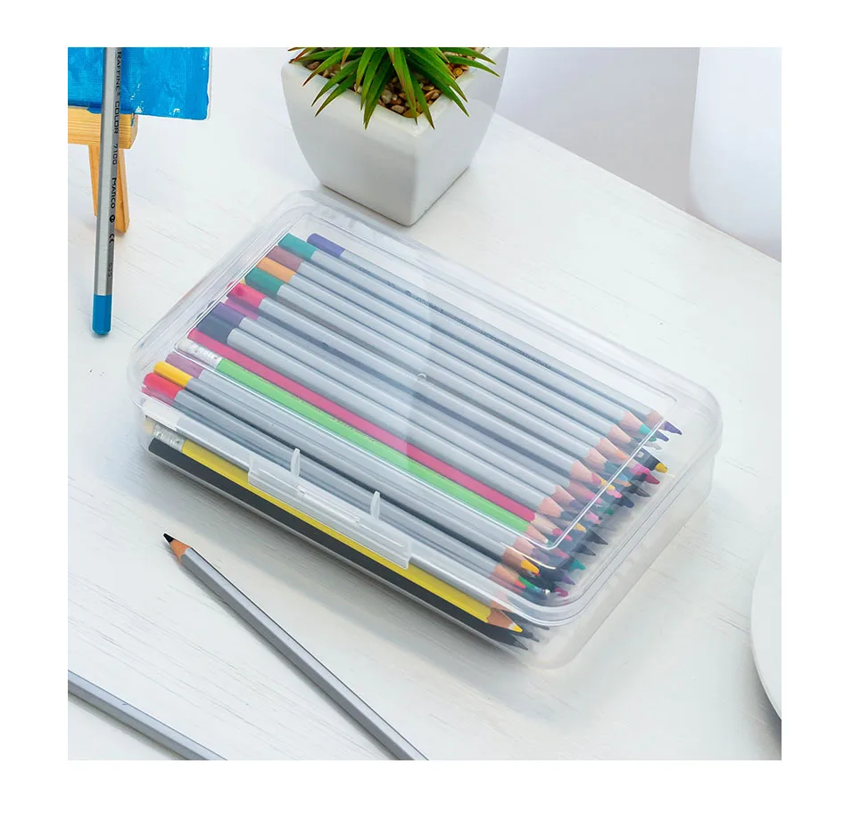 Stationery Storage Box Student Simple Pencil Box Transparent Print POSH DREAMS Plastic LOGO Sketch Art Pencil Case