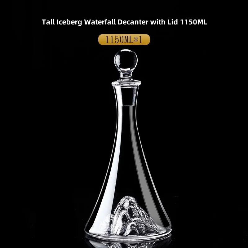 Clear Lead-free Crystal Glass Red Wine Carafe Hand-held Wine Decanter Built-in Aerator Pourer Wine