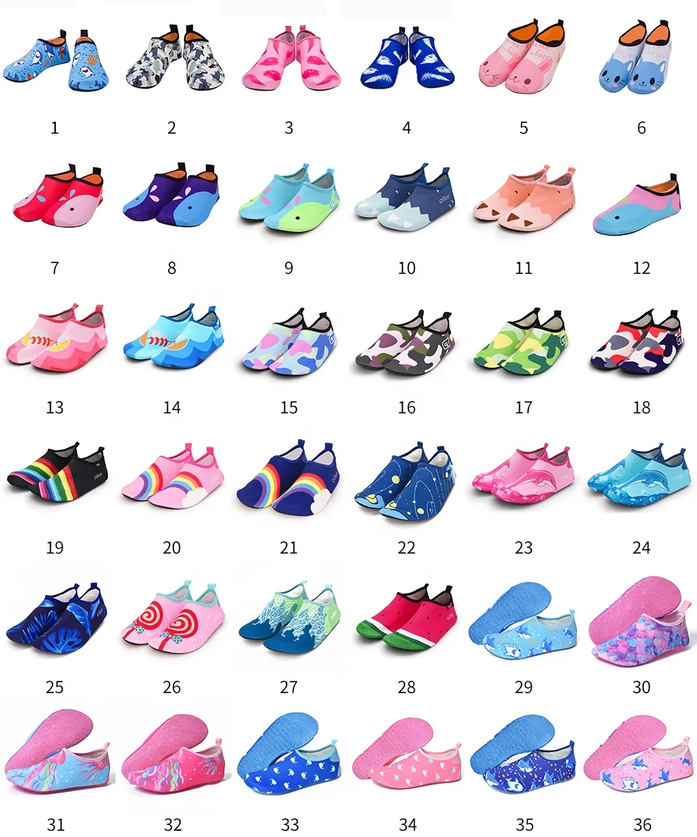 Summer Logo Barefoot Dinosaur Pool Aqua Beach Water Shoes Anti Slip Children Kids Baby Cartoon Swim Water Shoes