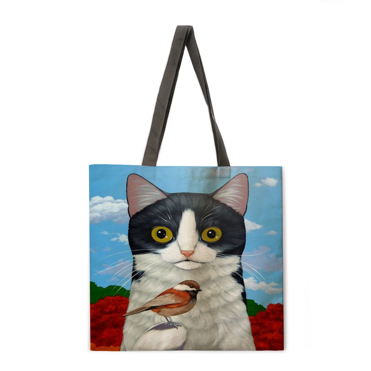 Wholesale Lady Hand Reusable Shopping Bag Greedy Cat Series Printed Casual Travel Bag