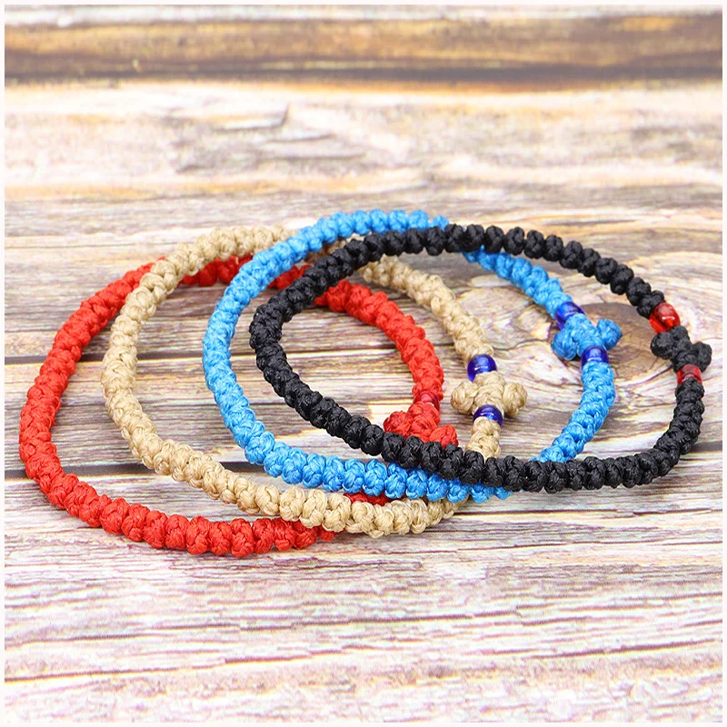 Handmade Greek Russian Woven Adjustable Knotted Chotki Komboskini Bracelets Orthodox Prayer Rope Bracelet