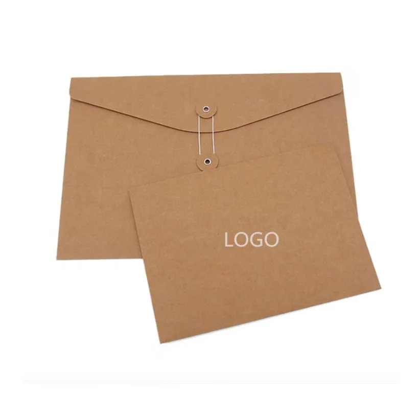 A4 Size Cardboard Paper File Security Kraft Bag Envelope with Lock String Ring