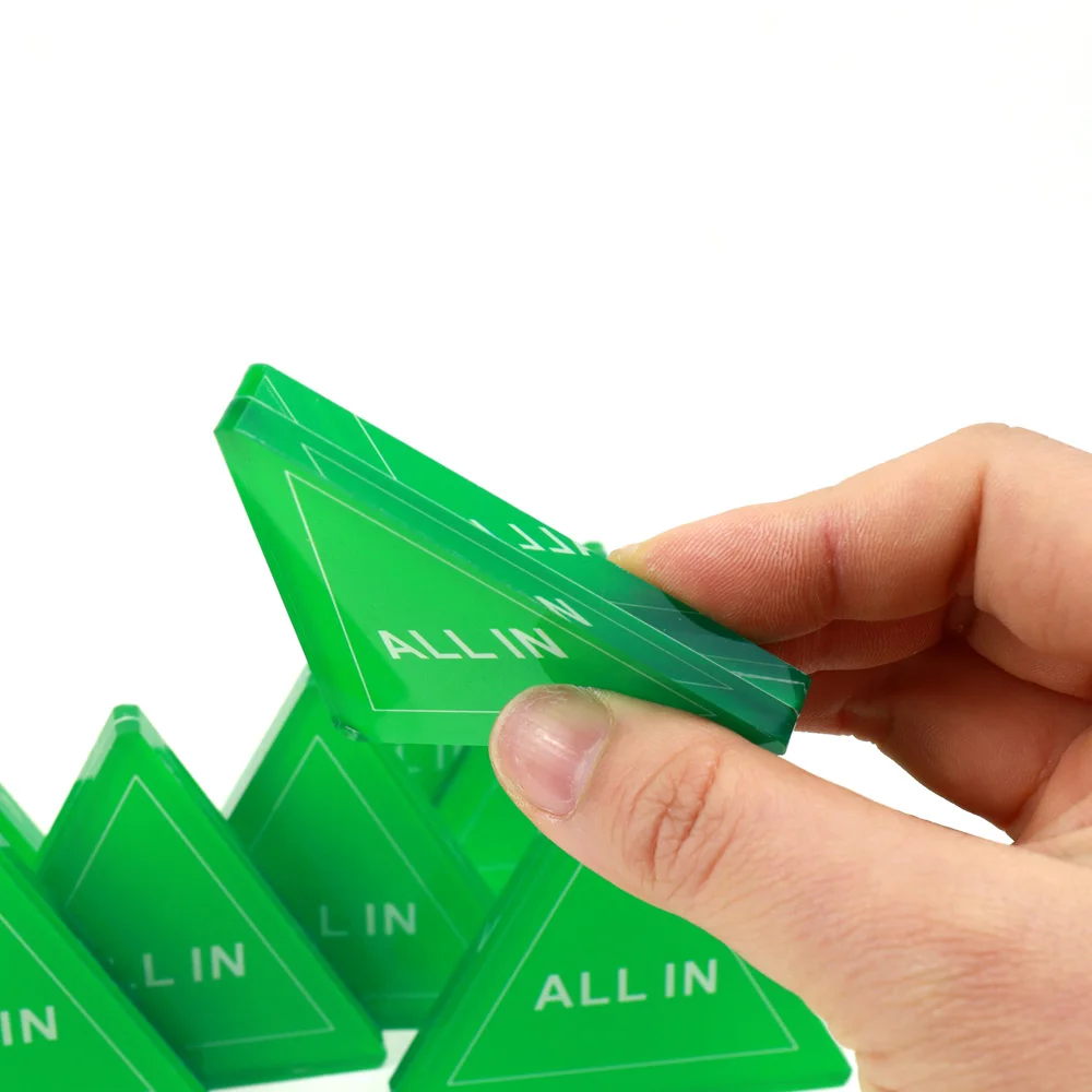 Professional custom of triangle acrylic casino all in poker chips button of dealer with free design custom logo for table games