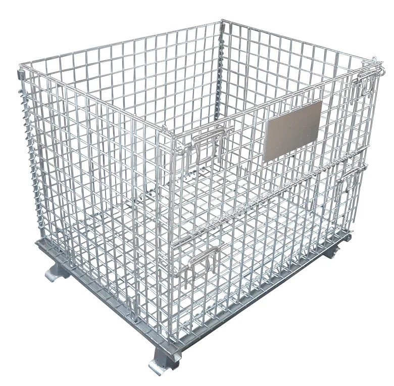 heavy duty stackable and foldable galvanized steel pallet box cage