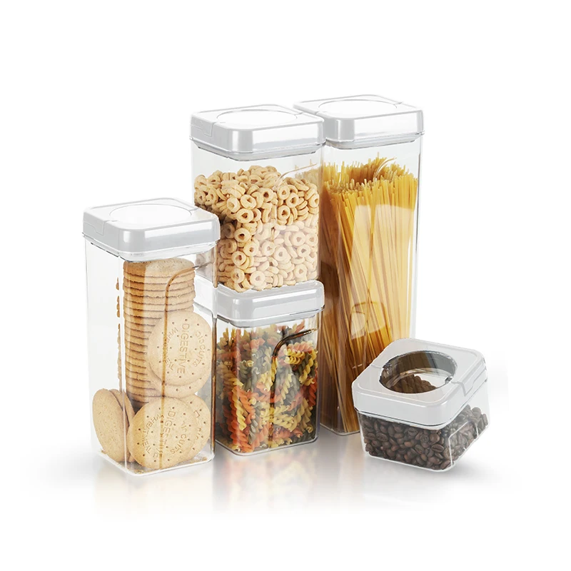 low price large airtight kitchen cookie stackable plastic food container storage jar with transparent top lid