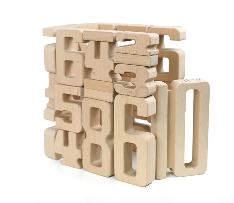 DIY Wood Toys Montessori Early Childhood Education Beech Wood Digital Building Blocks Kindergarten Mathematics Teaching Aids Set