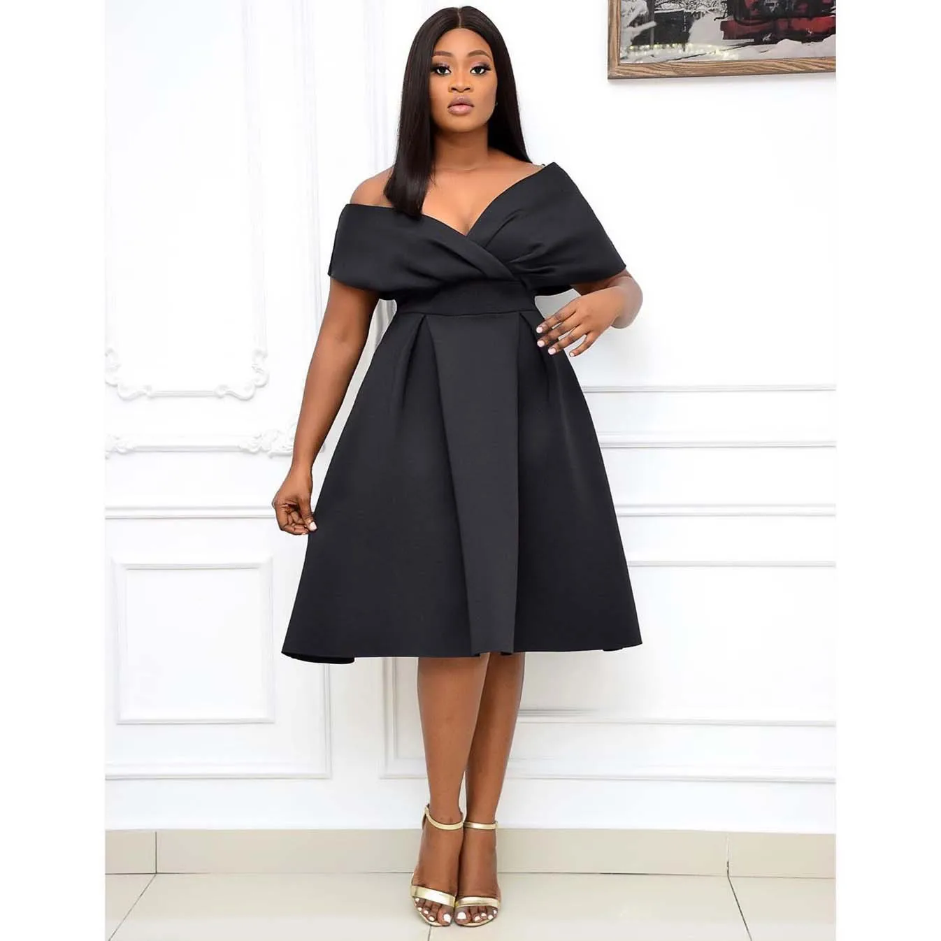 D099M Best selling africa clothing evening dresses women belted plus size ladies dresses sexy deep v neck A line summer dress