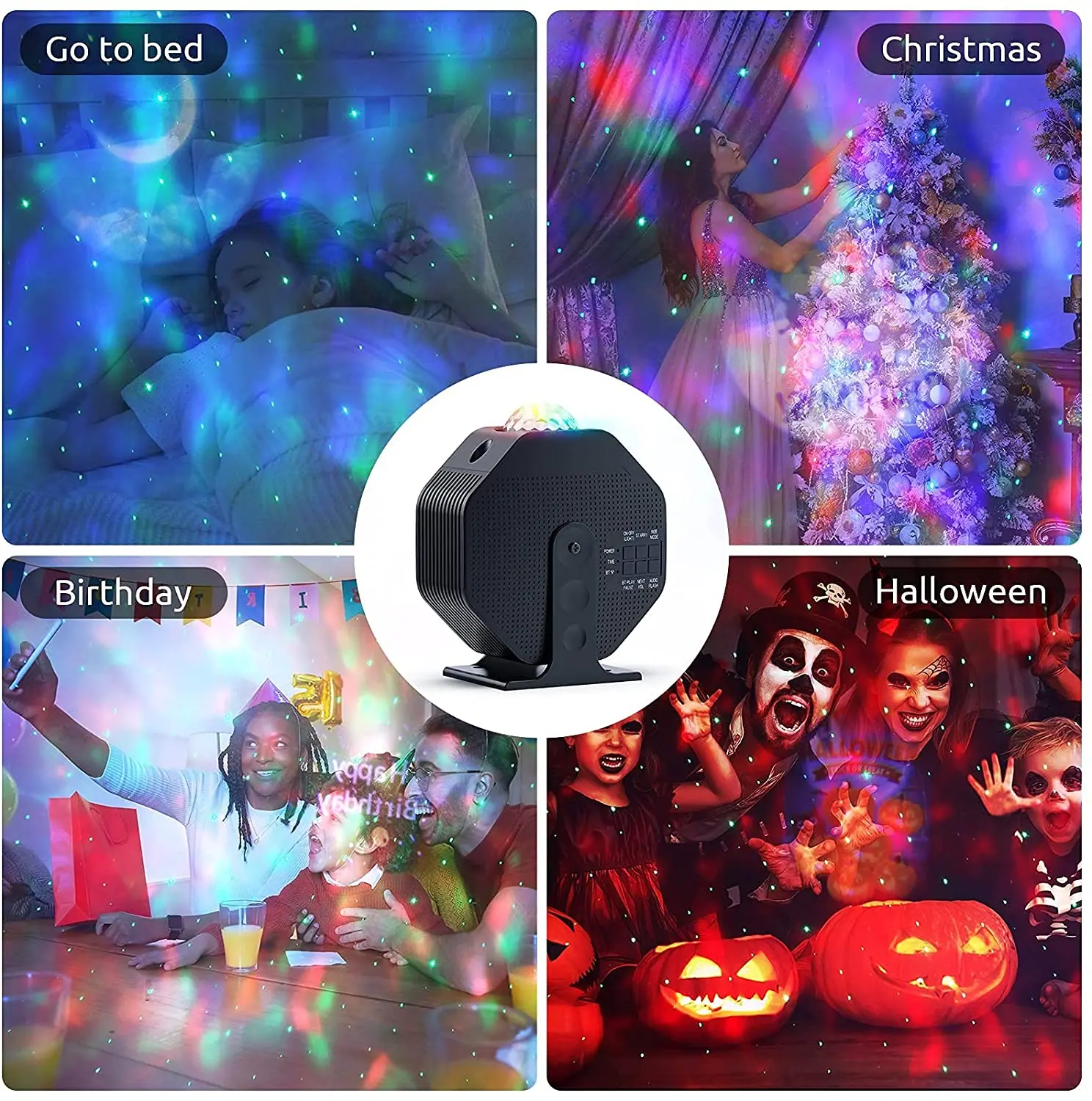 Bluetooth Speaker Remote Control 270 Rotating Aurora Galaxy Projector Fun Night-Light Smart Star Starry Night Light Projector