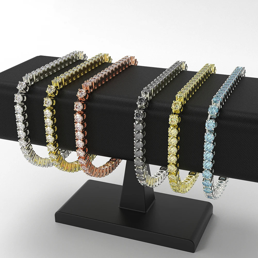 Wholesale Gorgeous Moissanite Tennis Chain Colorful Tennis Chain Moissanite Moissanite Chain