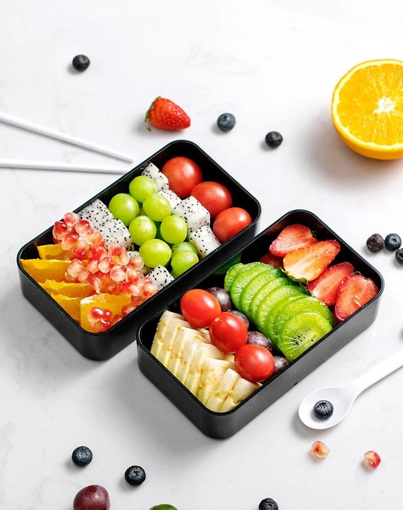 New Fashion Lunch Box Lunch Office Worker Student Double Layer Microwave Oven Heating Separate Large Fruit Salad Lunch Box Set