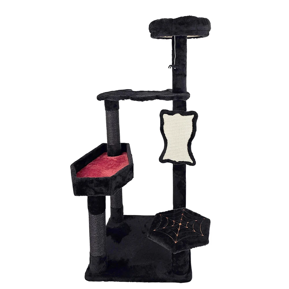 2024 New Gothic style design wooden climbing cat tree and tower for house, with sisal post and scratcher pad