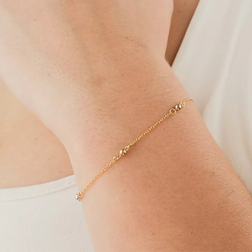 Gemnel Quatro Circle Ball Gold Plated 925 Sterling Silver Chain Bracelet For Women