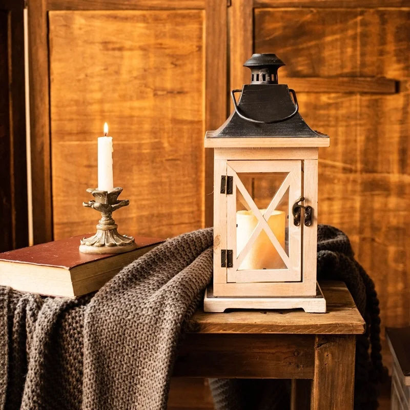 Modern Burlywood Wooden Lanterns Wholesome Wood Candle Holders for Home Decor and Weddings