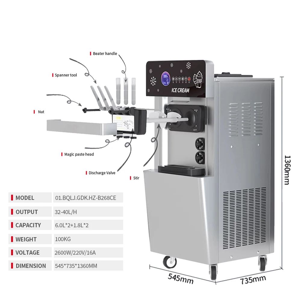 wholesale Commerclal  industrial soft serve Ice Cream and icy Machine  for small business ice cream maker
