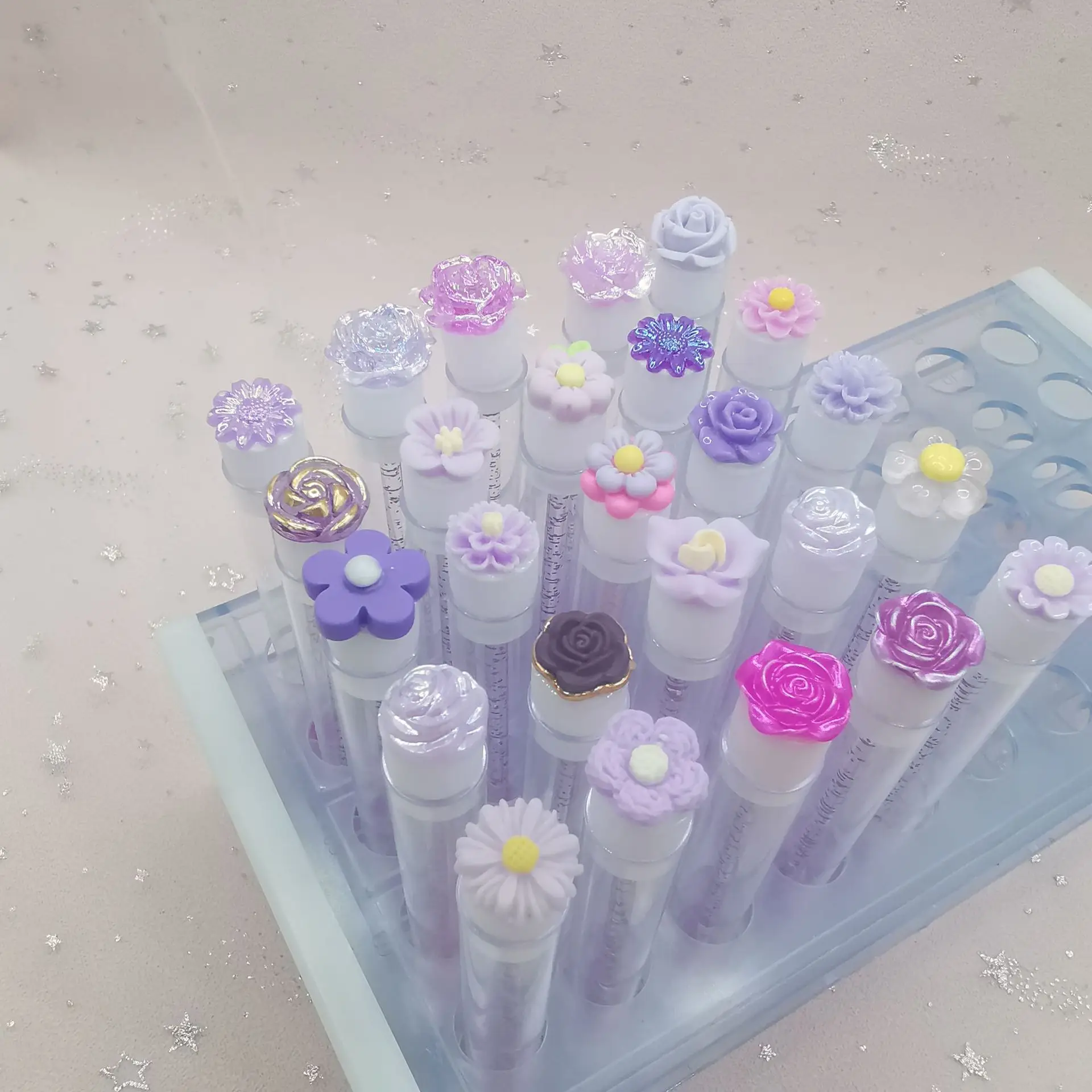 Cartoon Flower Mascara Brushes Disposable Eyelash Extension Tool Lash Spoolies Wand Brush Tubes Applicator Eyelash Brush