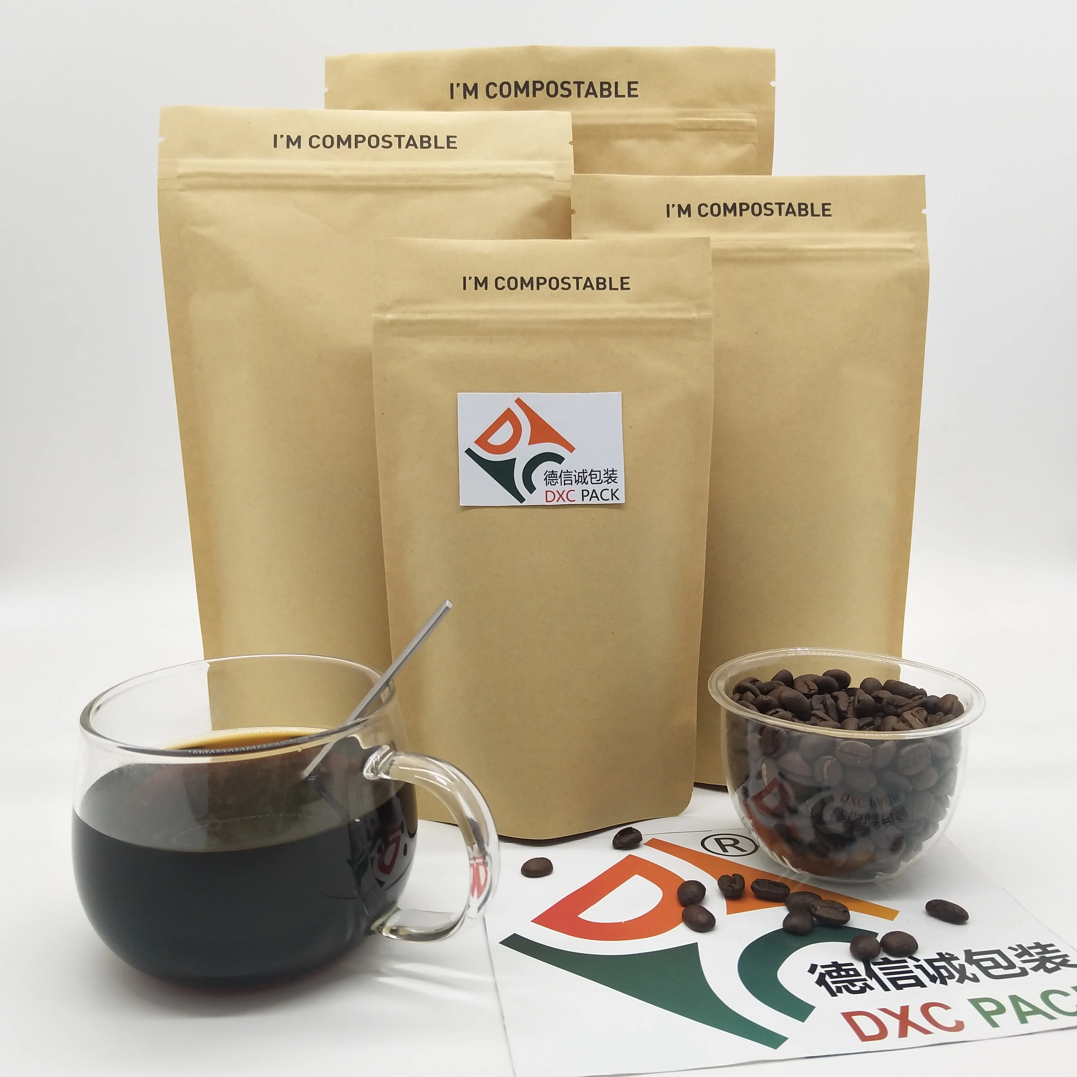 
 Компостируемый оптовый стоячий полилактидный мешок с молнией  