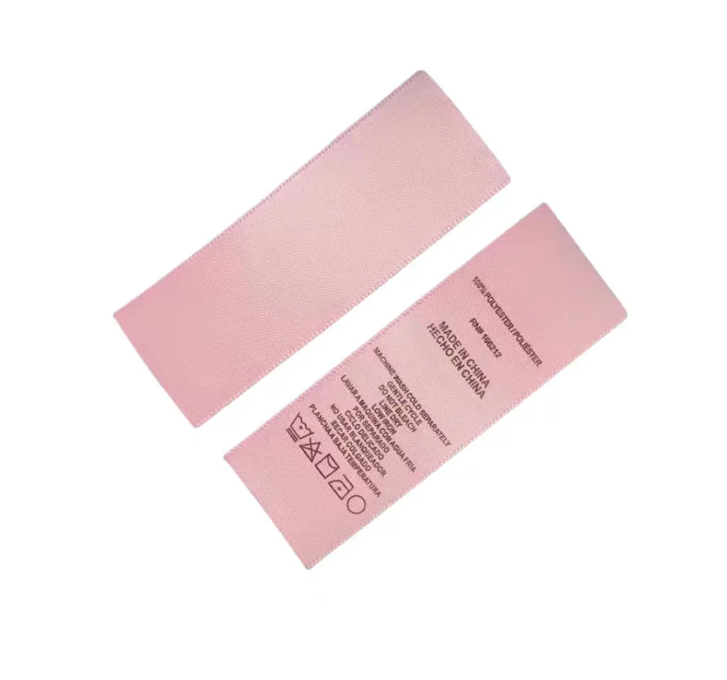 Garment Accessories Custom Brand Logo Clothing smooth Tags Satin Wash Care Printing Label for T Shirts Children Clothes