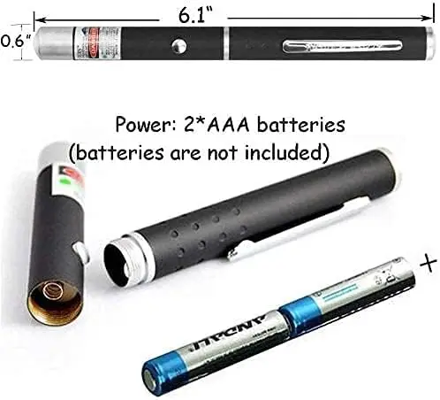 Red Green Purple Interactive LED Cat Laser Pointer Pen Powered by 2 AAA Battery