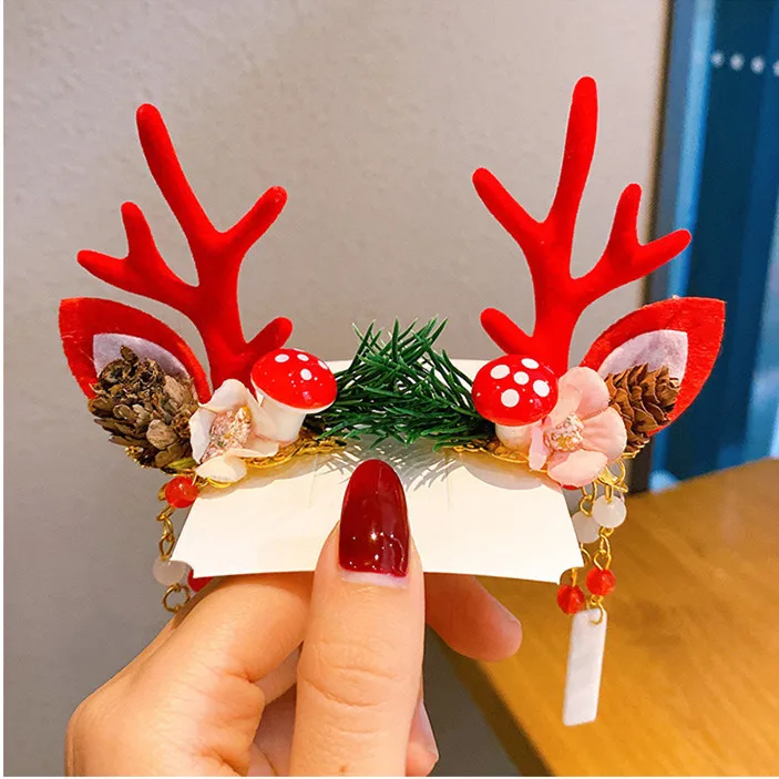 
New designer Christmas antlers hair clip Santa Claus rain deer shape cute 
