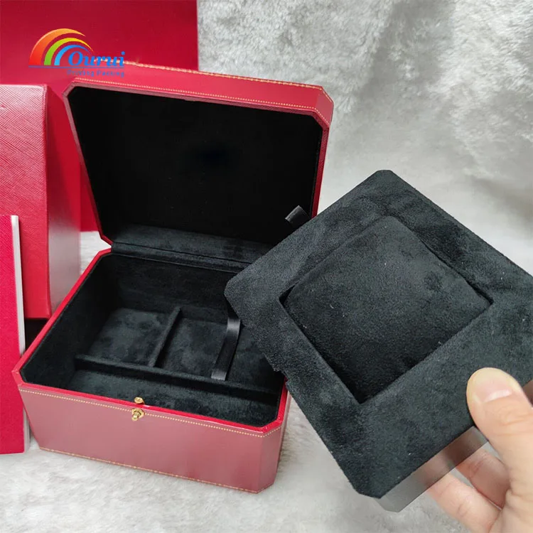 Wholesale custom high-end luxury gift box travel case containing tote bag flip leather red brand watch case