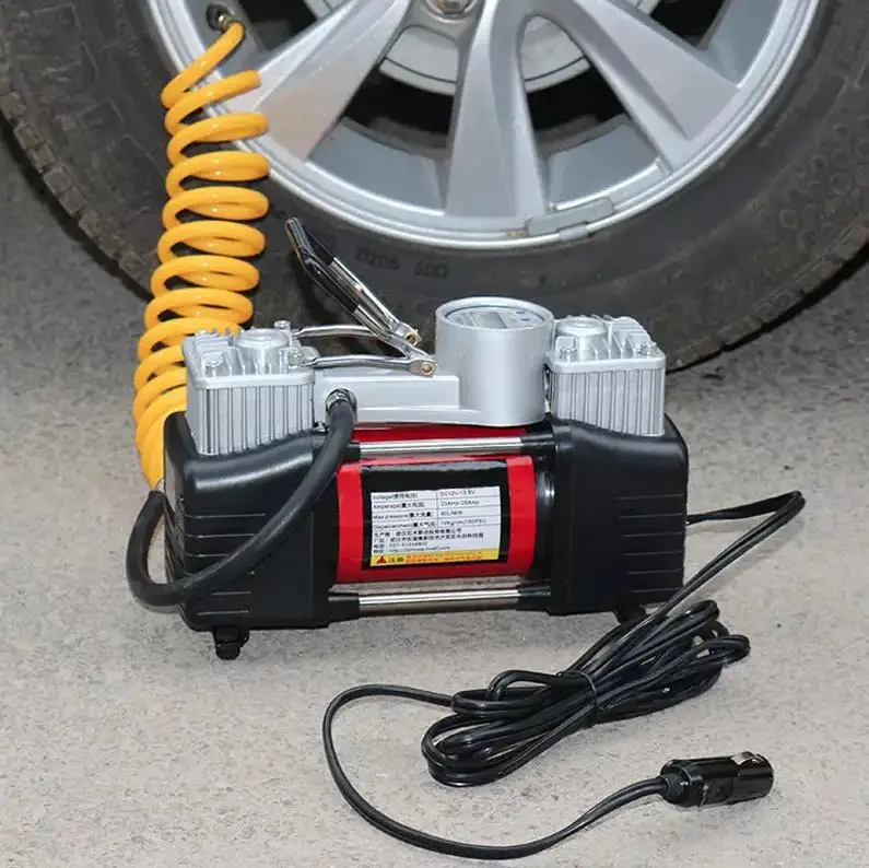 Heavy Duty Double Cylinder Tyre Inflator Portable Mini Electric Air Pump Dc 12v Car Air Compressor Tire Inflators With Led Light