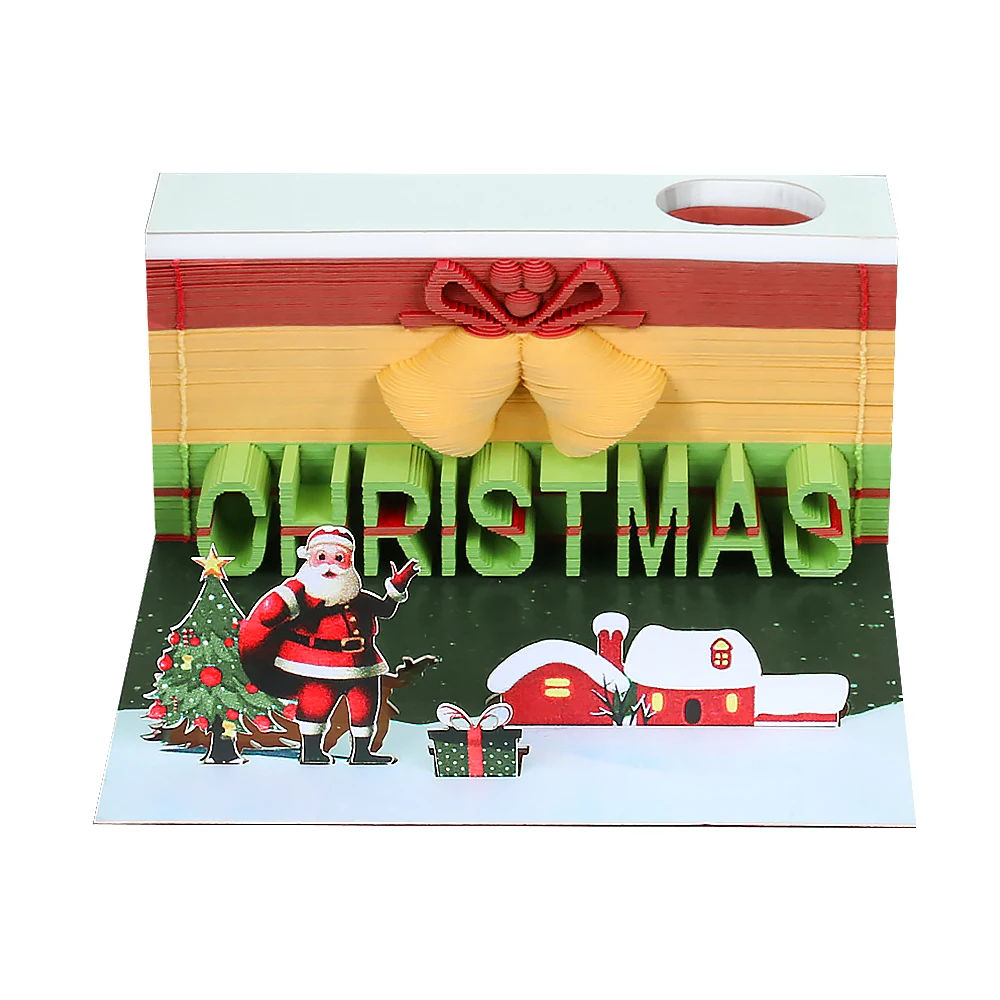 New Santa Claus Christmas Decorations 2022 3D Memo Pad With Desk Calendar For Christmas Gift