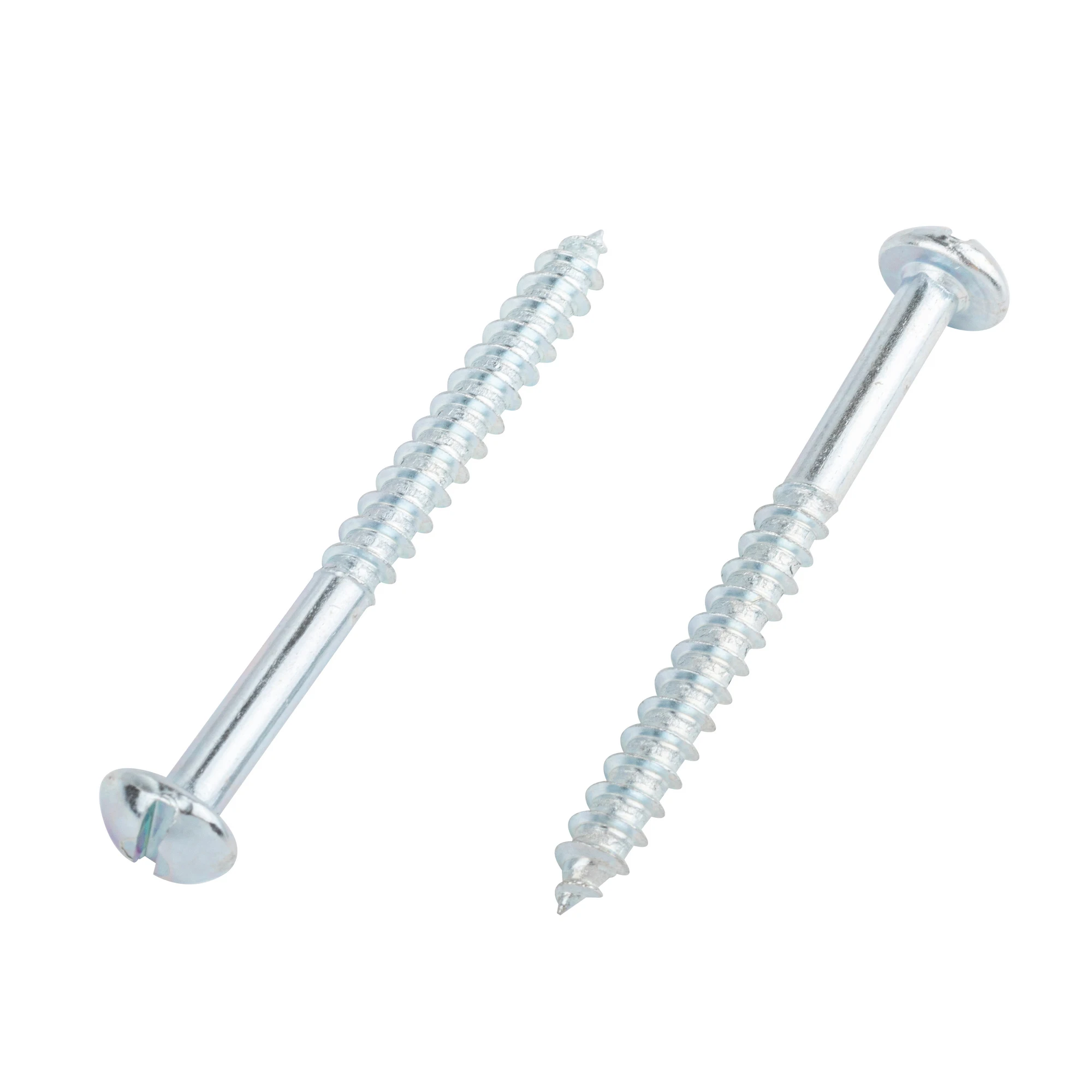 Round head slotted drive half thread zinc plated wood screws for wood structure using