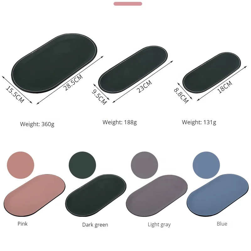 Wholesale Decorative Oval Faux Leather Ring Holder Ring Dish Couch Leather PU Serving Jewelry Trays Trinket Tray