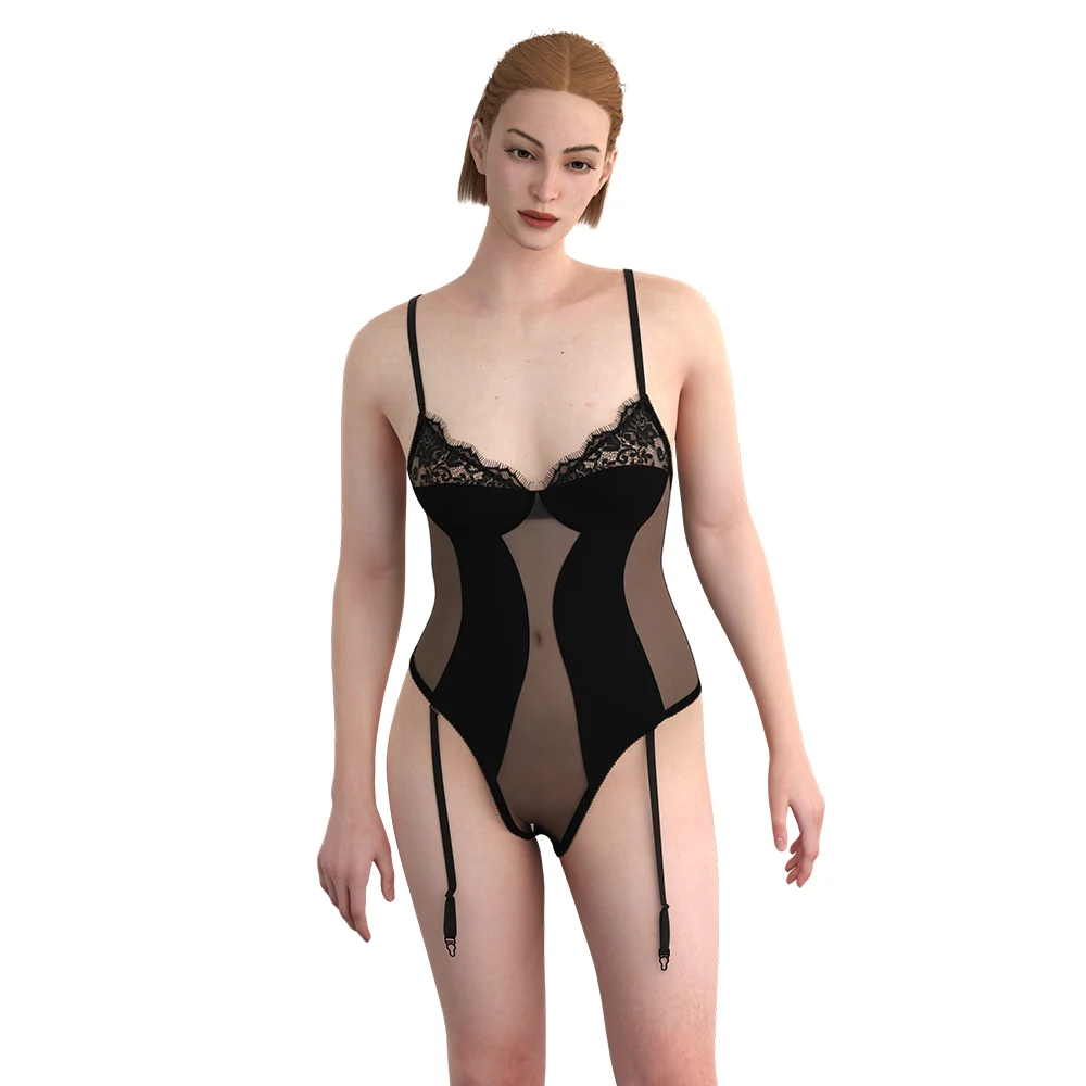 Factory Women Underwear See Through Embroidery Fashion Sexy Lace Manufacturer Jumpsuits Sexy Pajama Bodysuit Hot Lingerie