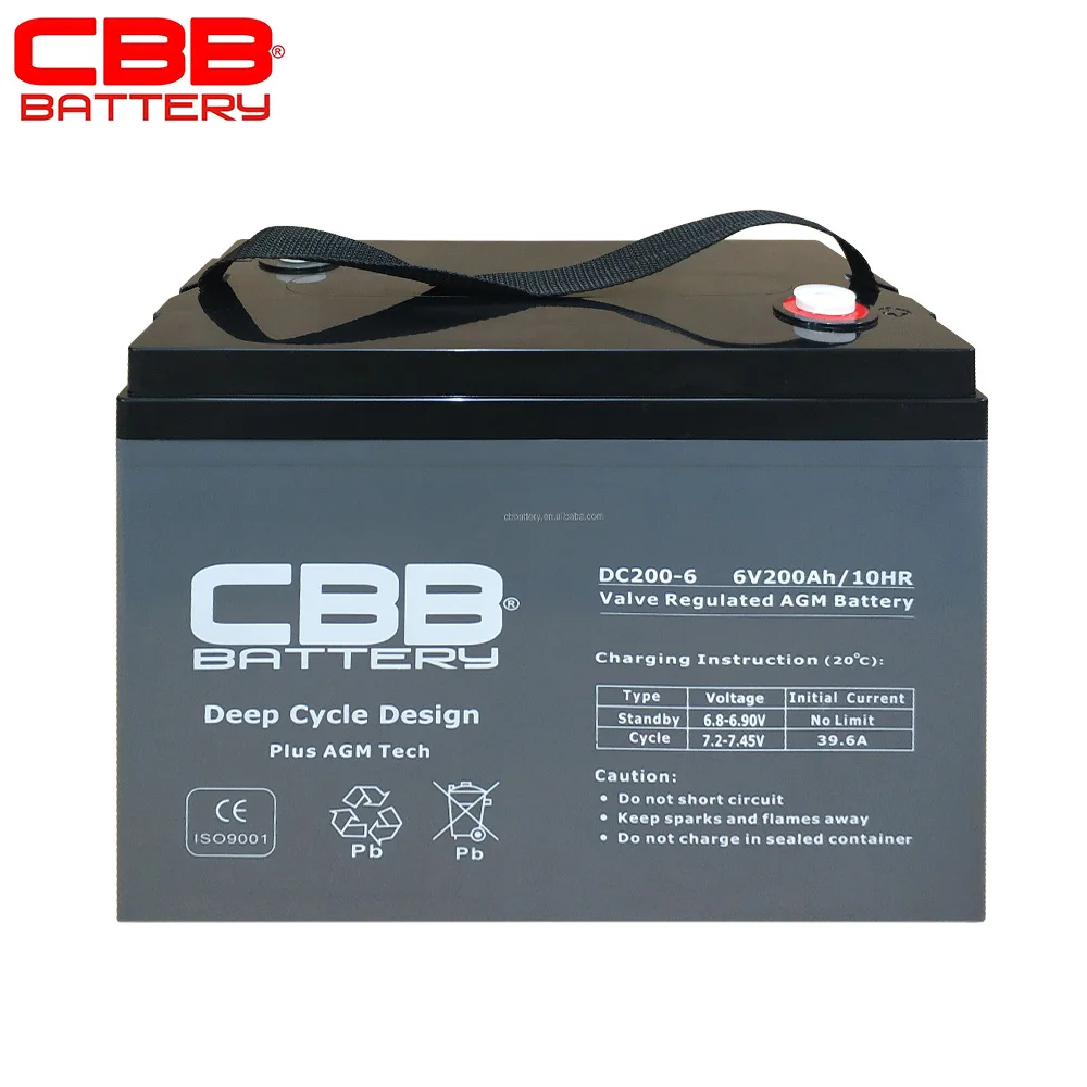 Electric Vehicle Floor Machines Specialised 6V 8V 12V Deep Cycle AGM Battery 200AH Renewable Energy System Lead Acid Batteries