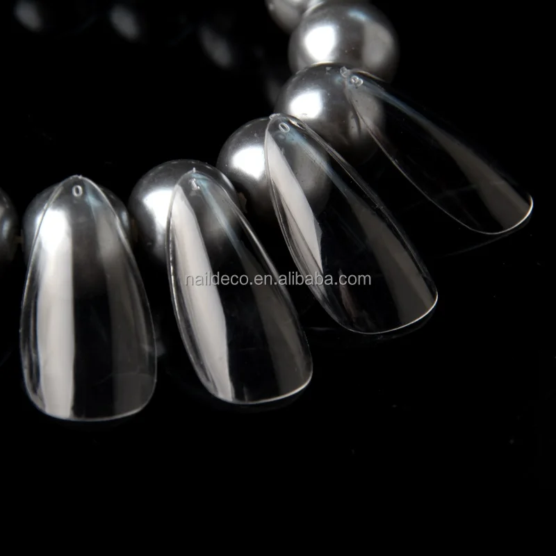 Super Clear Almond 12 size Short Acrylic Nail Art Tips Gel Material Wholesales Price