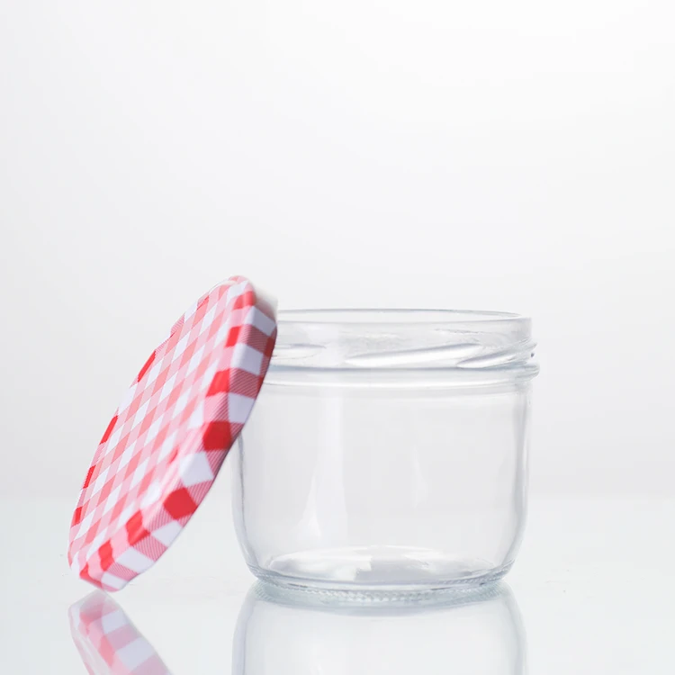 Empty 8oz Short Cylinder Jam Glass Caviar Jar with Lug Lid
