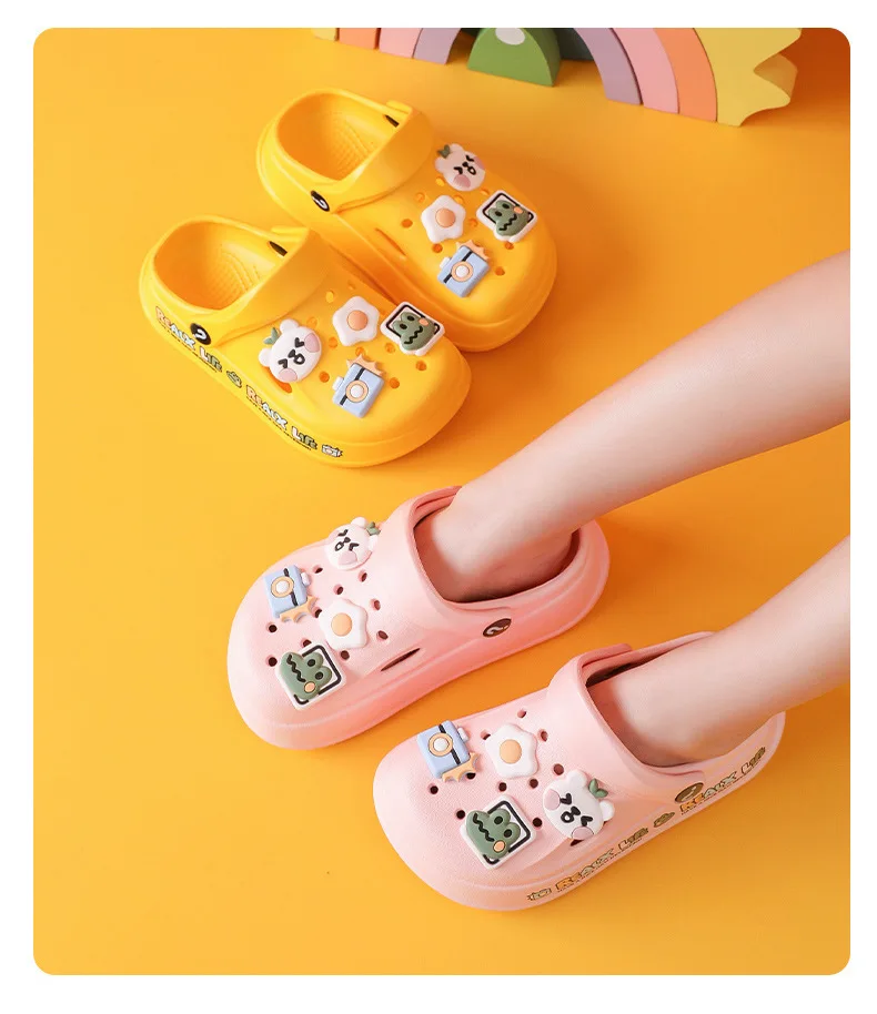 Cartoon Crocodile Open Toe Non-Slip Home Bathroom Shoes Baby Kids Flats Footwear Boy Shark Sandals Slides Slippers