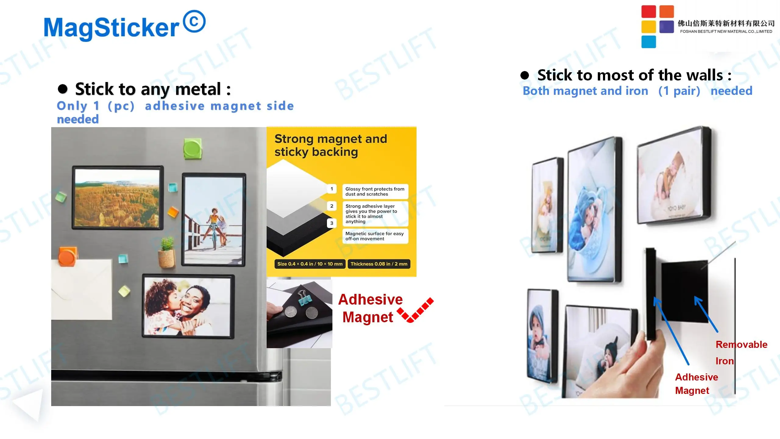 Reusable Magnetic Sticker with Adhesive Backing,100x100mm Magnets and Stickers for Crafts and Home Decor