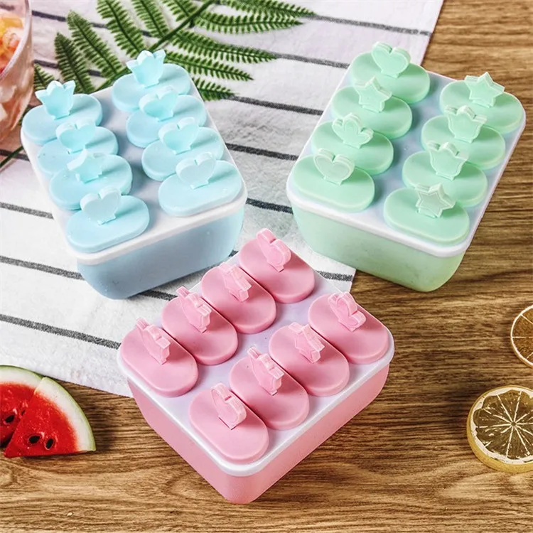 8 Cell Ice Cream Mold Ice Handmade Dessert Popsicle Mold For Freezer Fruit Ice Cube Maker Reusable Forms