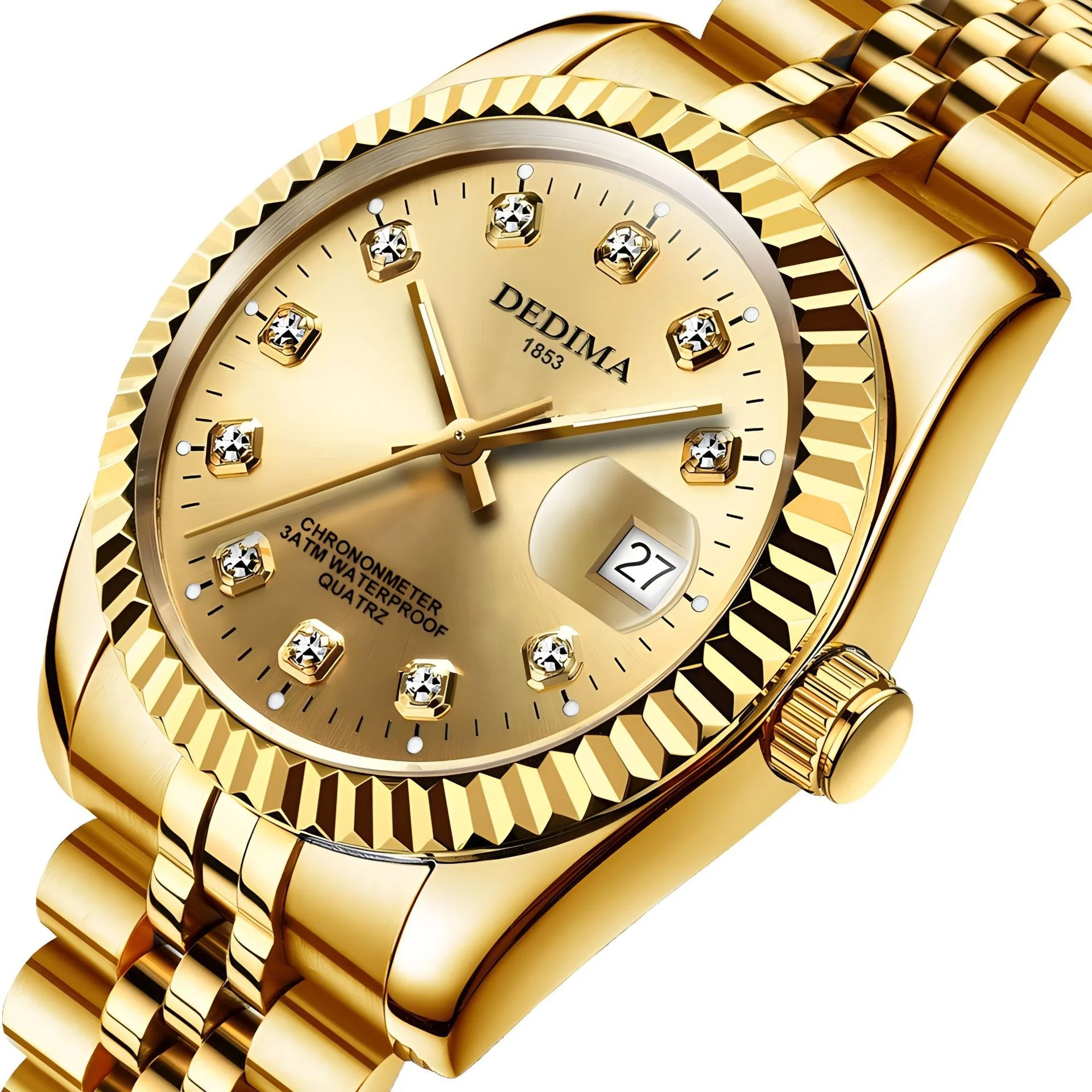 Watches Mens Top Brand Luxury Gold Watch Calendar With Stainless Steel Band Fashion Business Quartz Wristwatch Relogio Masculino