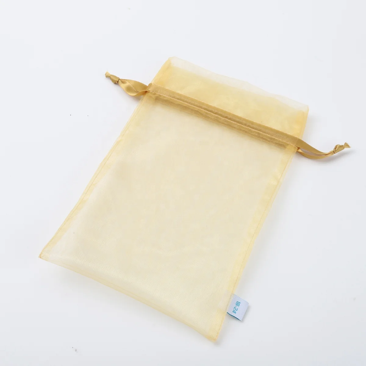 Custom Logo Printed Organza Gift Drawstring Bag Pouch With Ribbon