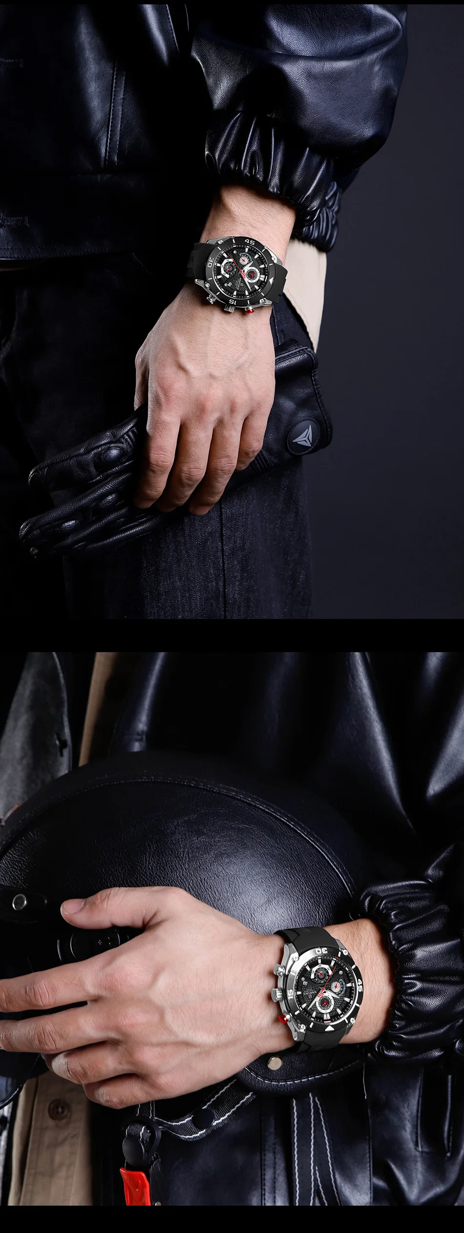 NAVIFORCE 8038 SBB Quartz Chronograph men watches China factory waterproof wristwatch with Fumed Silica band