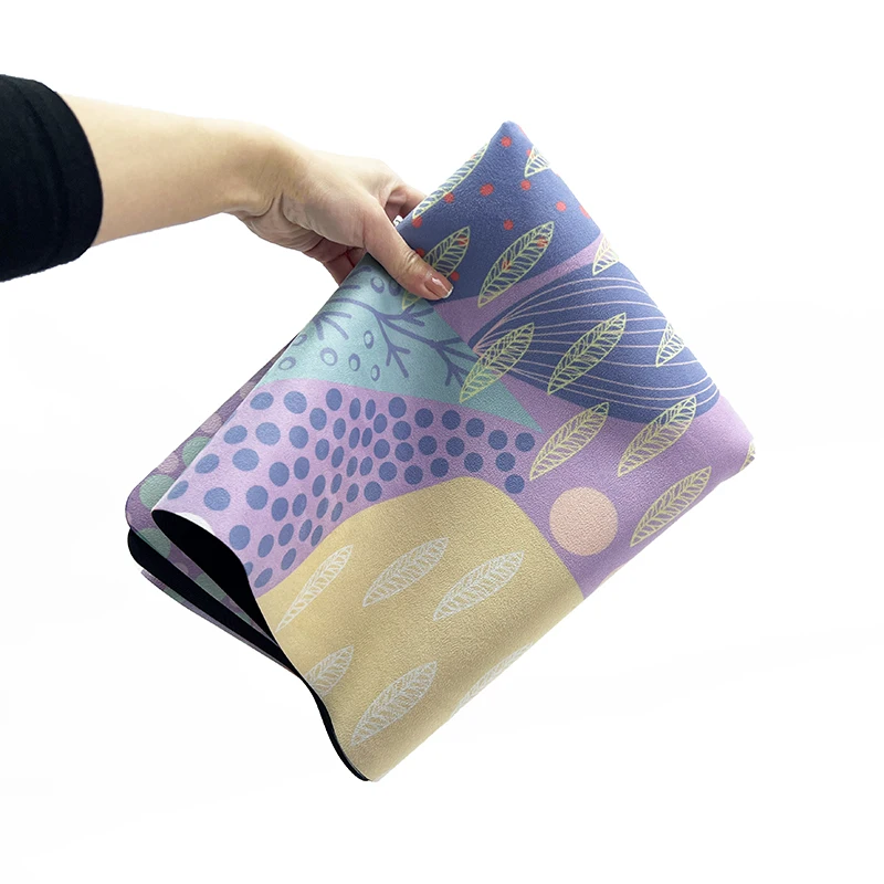 1mm Art le Ultra Thin Light Weight Portable Reversible Machine Washable Custom Print Label Eco Travel Yoga Mat With Velvet Bag