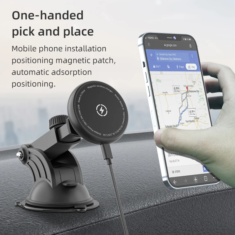 
Amazon Best Seller 15W Fast Mobile Phone Charging Stand Holder For Iphone 12 Wireless Car Charger 