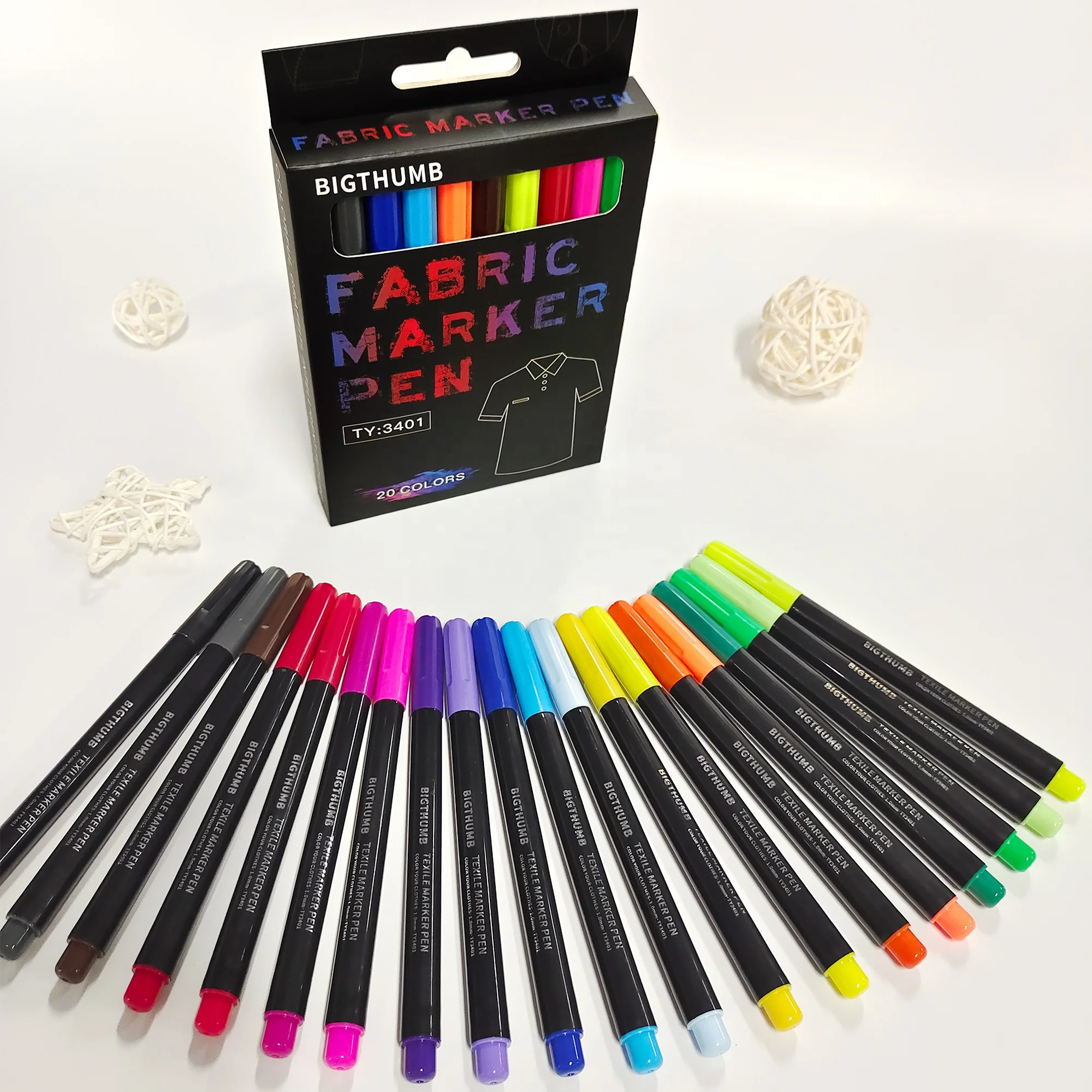 24 Colors Logo Custom Fabric Paint Markers Pen DIY Permanent Marker