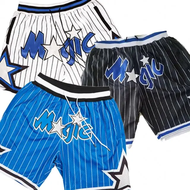Wholesale Just Mens Don Throwback Basketball Shorts Hip Hop Magic Polyester Quick Dry Embroidery Mesh Sports Wear With Logo