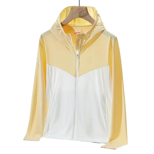 Hooded ice silk ice feeling sunscreen clothing men elastic colour blocking skin windbreaker UV protection