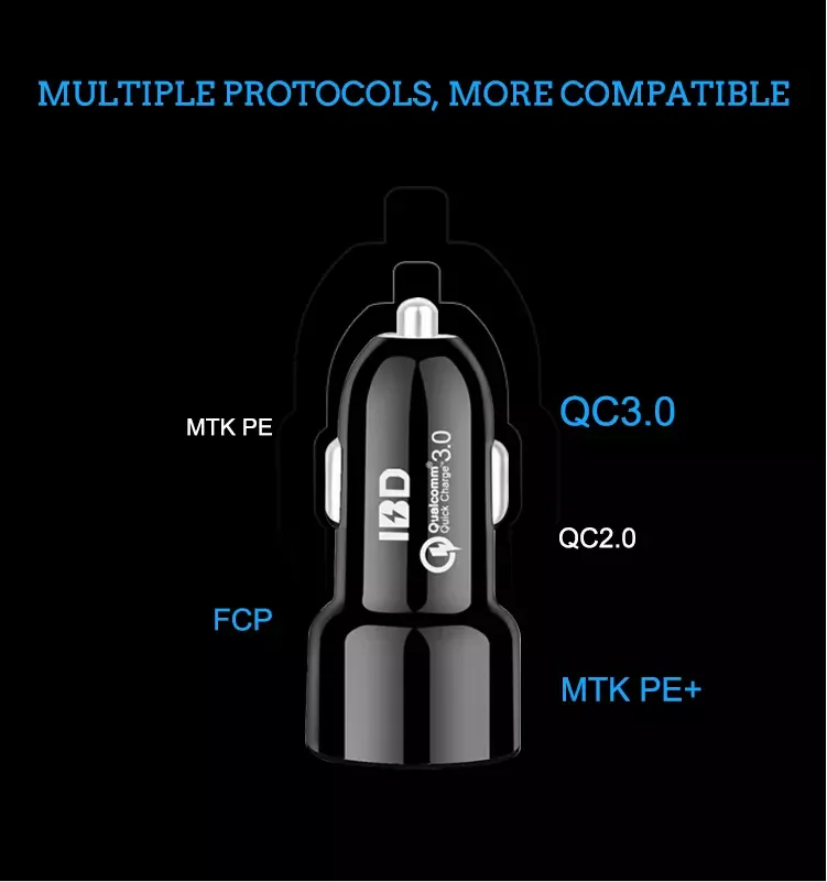  QC3.0 автомобильное зарядное устройство с двумя USB-портами для мобильного телефона хорошее