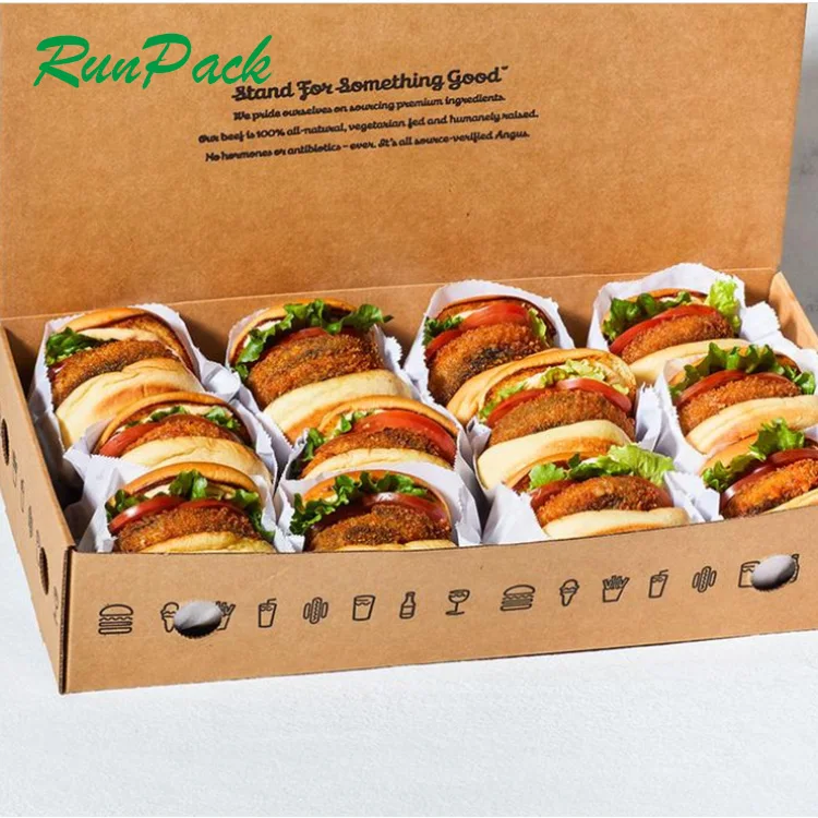 high quality eco friendly custom take away disposable fast food packing burger box wholesale biodegradable