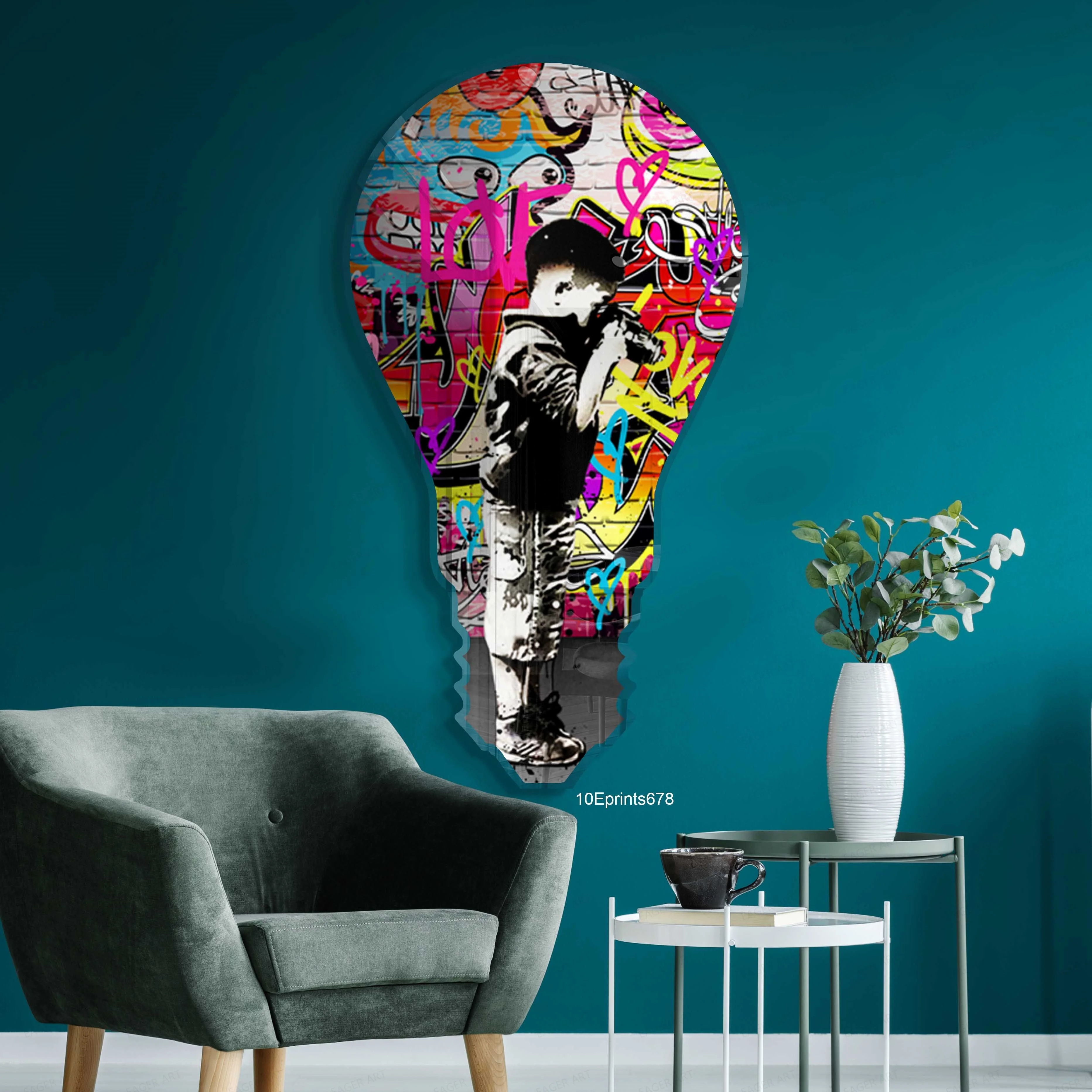 Pop Art Street Graffiti Unique shape resin paintings Wall Art UV Prints artworks Inspirational Acrylic Painting Pictures Decor