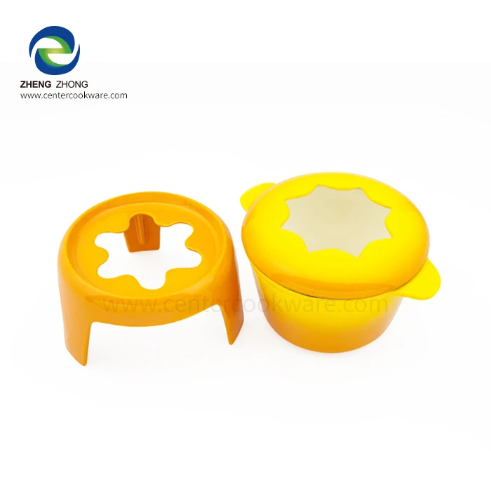 Wholesale factory price cast iron enamel cooking chocolate melting cheese tool hot pot fondue with triple-legs stand